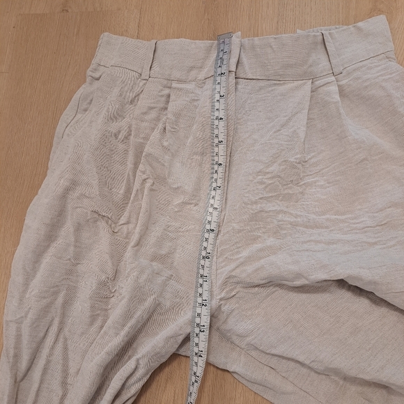 H&M Beige Linen Blend White Leg High Waisted Business Casual Coastal Pants Sz 8 - Picture 6 of 8